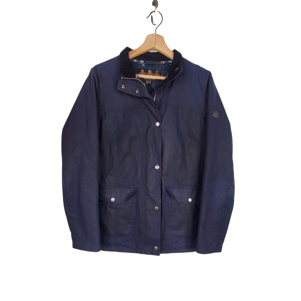 Barbour Sandsend Wax Cotton Barn Jacket Chore Coat Navy Coastal Edition Size 10